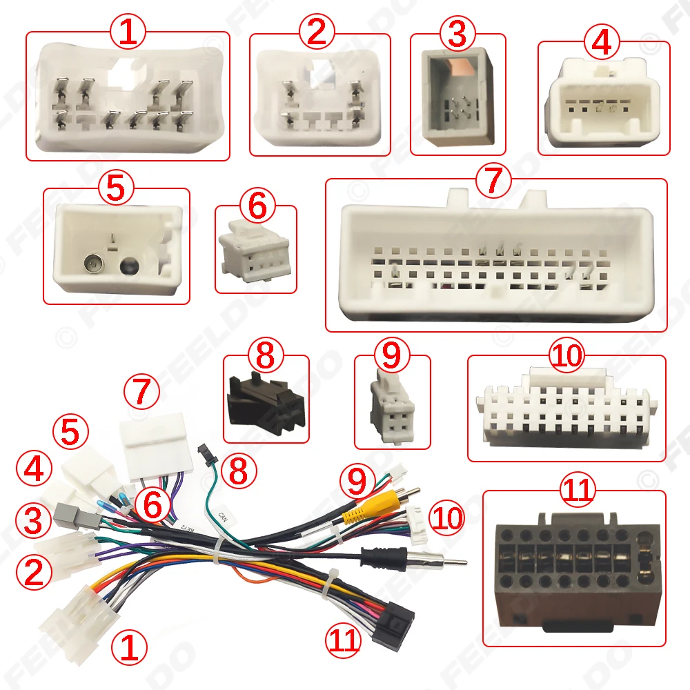 FEELDO Car 16pin Power Cord Wiring Harness Adapter For Subaru Forester 2023 Installation Head Unit