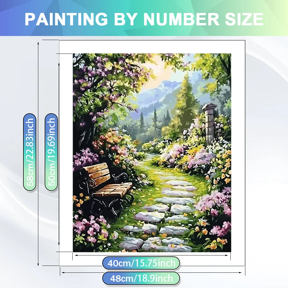 HUACAN Painting By Numbers Garden Landscape Drawing Pictures Oil Paint Colorful Canvas House Flower Craft Kit Wall Arts