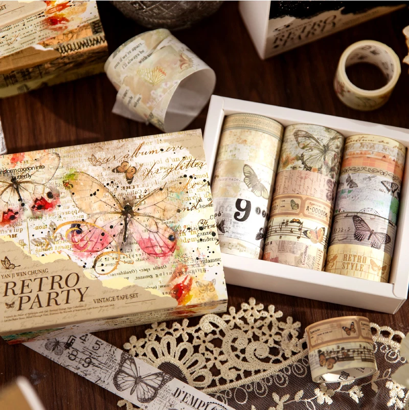 Journal GO 3x200cm 20rolls Vintage Collage Junk Journal Scrapbooking diy Washi Tape Card Planner Decor Masking Tape