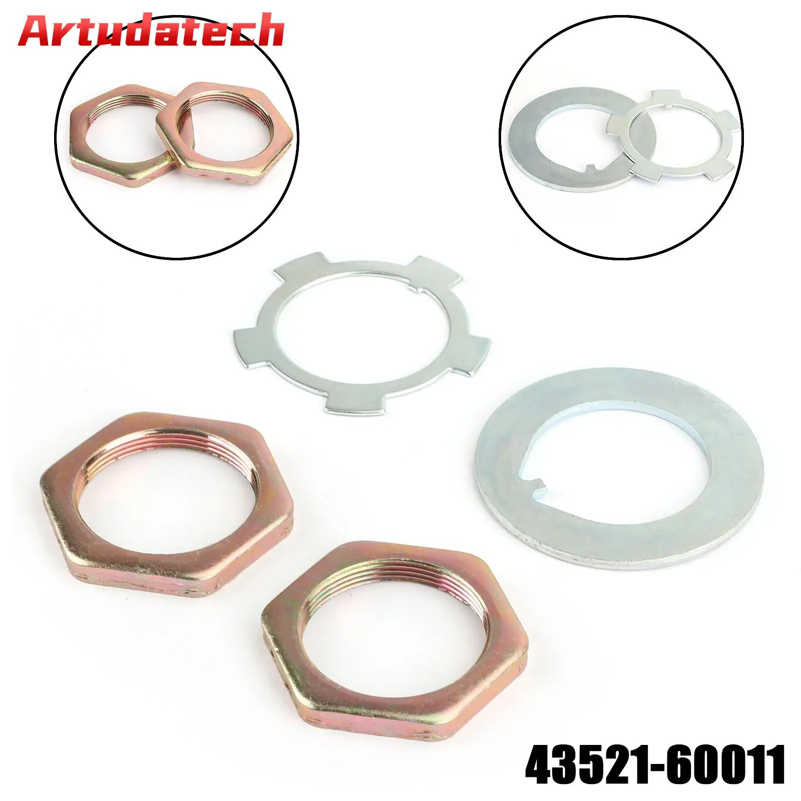 Artudatech 4352160011 Front Axle Hub Spindle Lock Nut Washer Kit 43521-60011 For Toyota Land Cruiser 4Runner