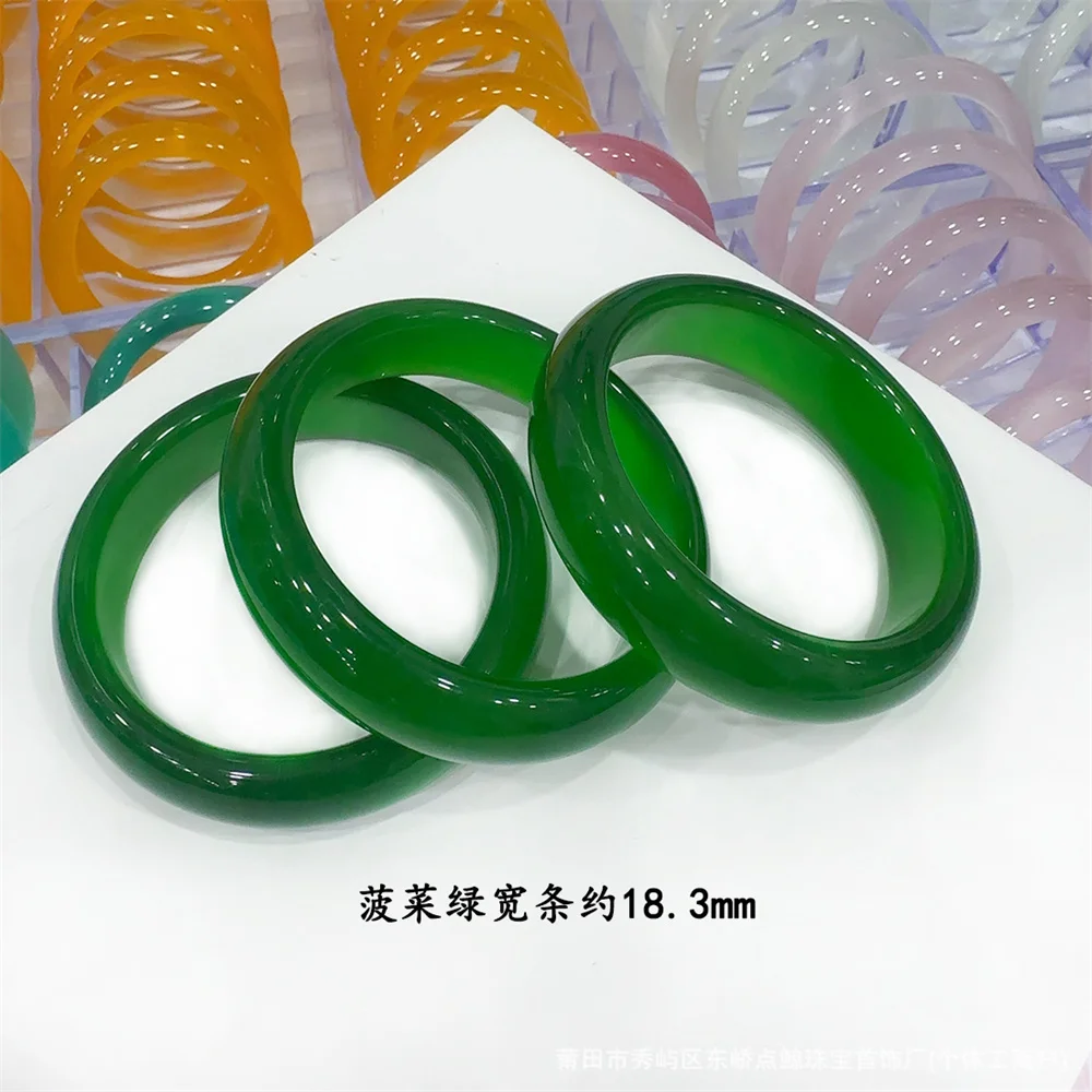 Cat's Eye Stone Wide Closed Bangle Glossy Strong Cat‑Eye Effect Multi‑Color Green Pink Chinese Style Women Bracelet Jewelry Gift