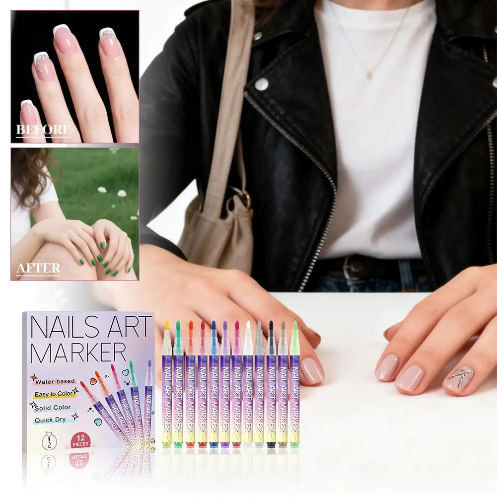 

Nail Art Pen Waterproof Quick Drying Nail Polish Professional Graffiti Artist Nail Drawing Pen Graffiti Pens DIY Nail Set 12pcs