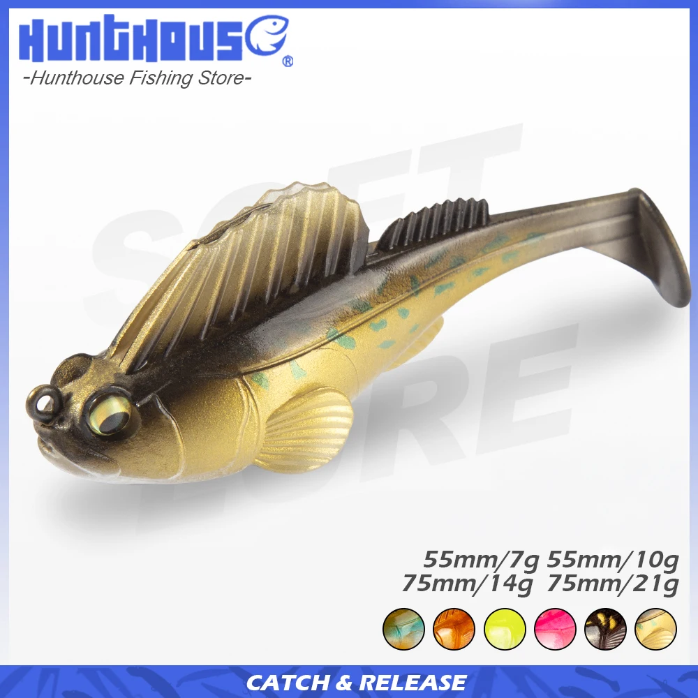 Hunthouse Jig leurre de pêche enduit 75mm/14g appât souple tous les nageurs d'eau pour truite brochet bar alose perche attirail lw226