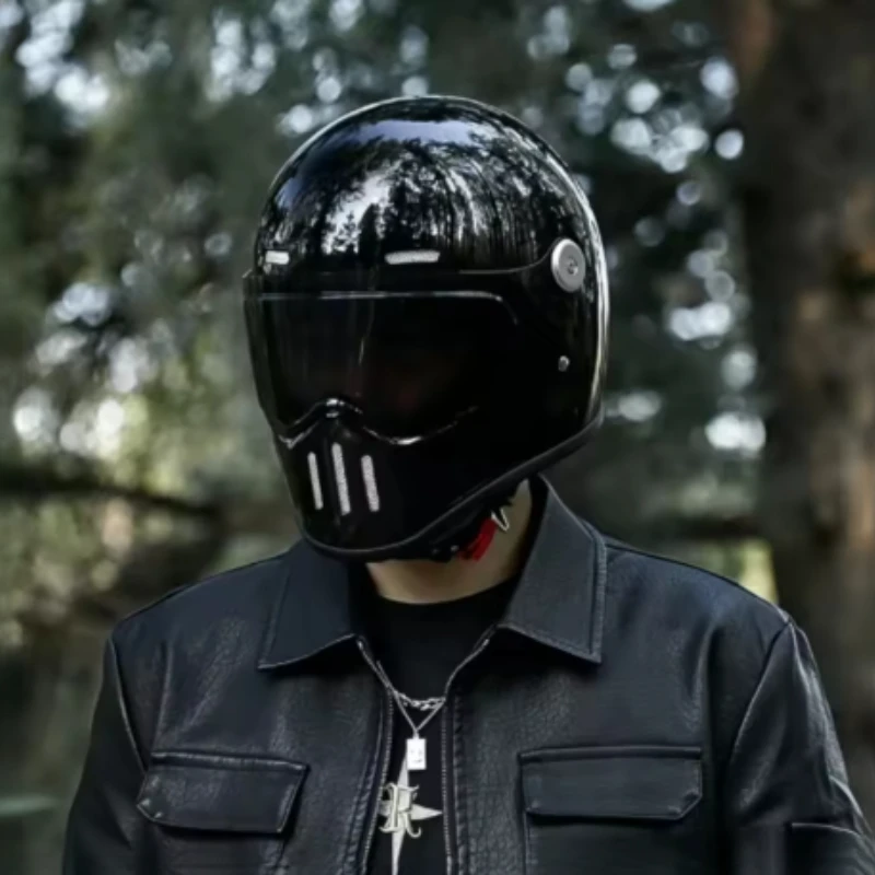Starlight Black Motorcycle Full Face Helmet Detachable Replaceable Lens Ventilated Safety Helmet DOT ECE Approved