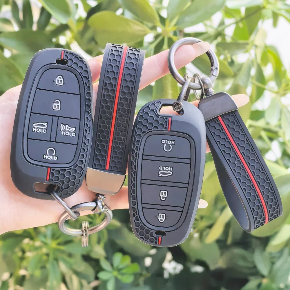 For Hyundai Sonata Nexo DN8 Santa Fe TM Tucson NX4 Staria Ioniq 4 5 Butoons Silicone Remote Key Shell Fob Case Cover