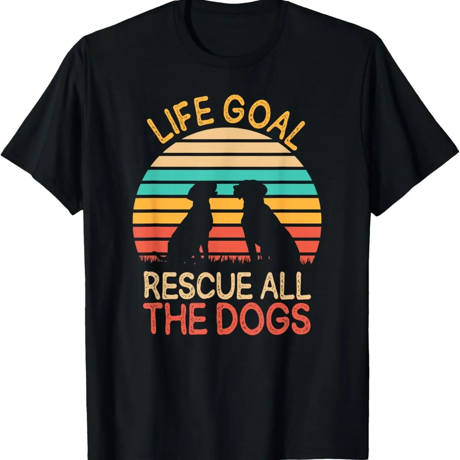 Lustiges Lebensziel _ Rette alle Hunde Hunde-Rettungs-Welpen-T-Shirt Vintage-Waschung Unisex-Mode Bequem Dehnbar