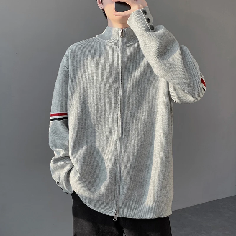 가을 비즈니스 카디건 남성 니트 지퍼 스웨터 카디건 니트웨어 한국 인기 의류 남성 의류 스웨터 코트 남성용