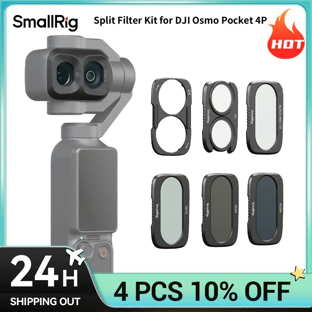 Image of SmallRig Split-Filter-Set für DJI Osmo Pocket 4P, ND16, ND64, ND256, CPL-Filter mit magnetischer Basisunterstützung für stapelbares Auftragen 6658