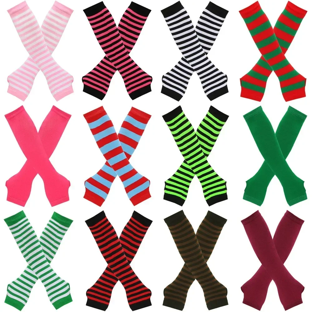 

Warmer Knitted Long Fingerless Gloves Elbow Mittens Christmas Acces Gift Fashion Women Emo Gloves Lady Striped Elbow 2035