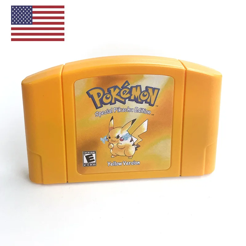 USA NTSC Version English Pokemon Yellow N64 Retro Video Game Consoles 64bit Game Cartridge for N64