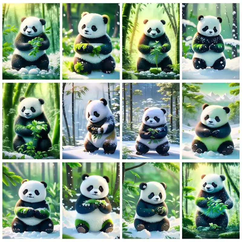 

RUOPOTY Diy Diamond Painting Animal Panda Embroidery Complete Kit Mosaic Rhinestones Handmade Painting Art Gift Home Decor