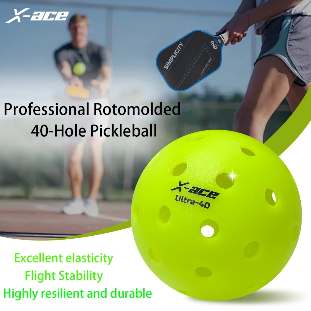 60 Pcs X-ace Ultra 40 Pickleballs,Upgraded Version of Pro 40 Pickleballs,Green Color for High Visibility and Fast Ball Speed