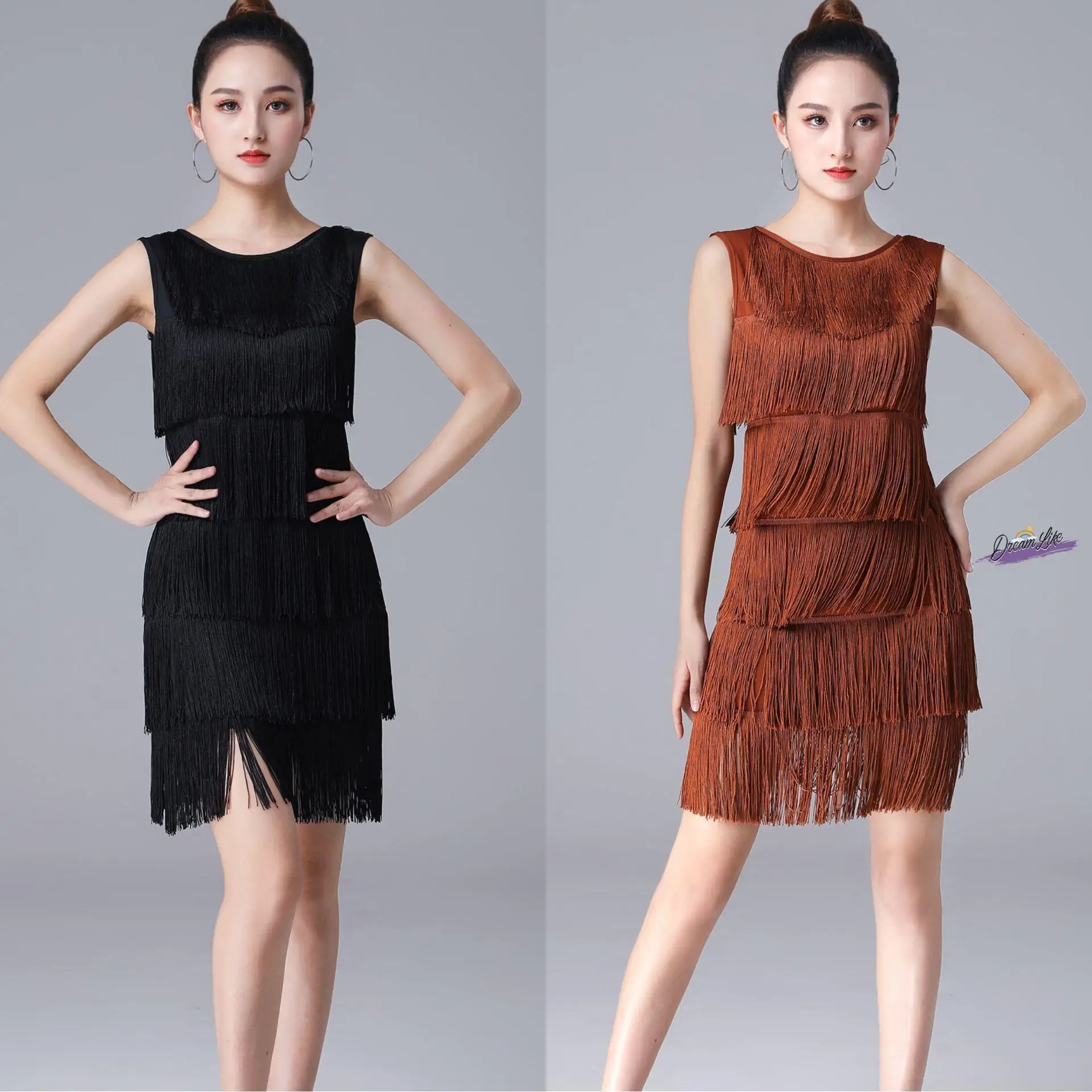 

New Children's Latin Dance Tassel Dr Girl's Stand Dance Performance Cetition Practice Clothes Adult Dance Clothes Su...