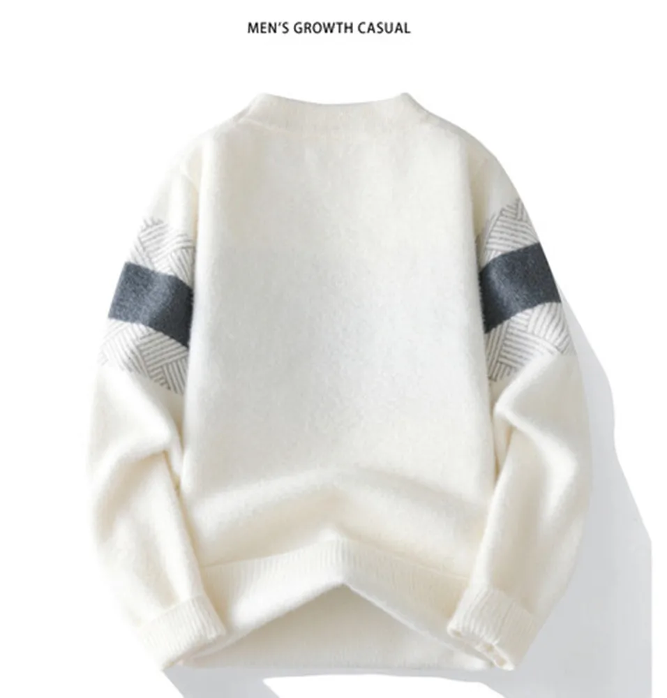 2024 Winter Fashion letter pattern Sweater Men Casual Knit Pullovers Mens Thick Warm Loose Knitted Sweaters Streetwear Man