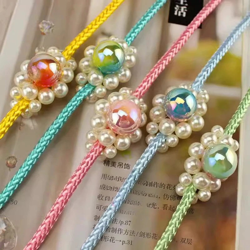 

Пояс-шнурок для кимоно и юката, поясная веревка с искусственным жемчугом, аксессуары для кимоно, традиционный винтажный разноцветный пояс