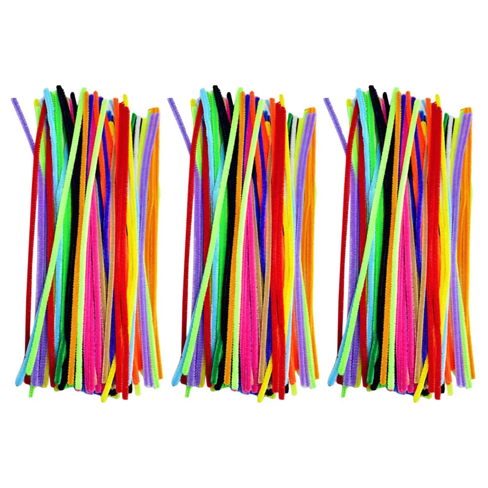 300 Stück farbige Chenille-Stiele, Bastelbedarf, biegsame Stäbchen für Bastelarbeiten, Regenbogenreiniger, große Bastelmaterialien