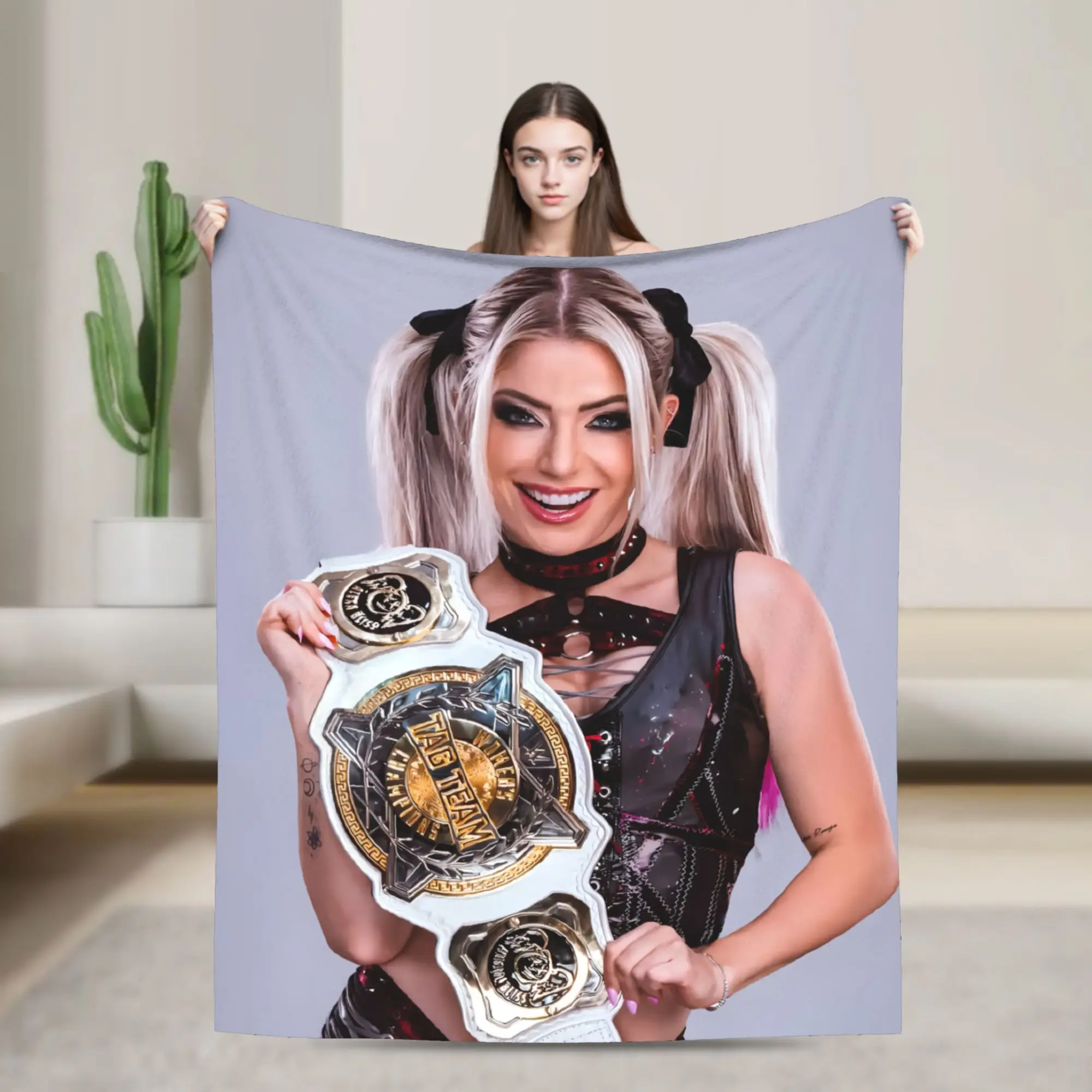 A-Alexa Bliss Accessories Blanket Ultra Soft Wrestler  Throw Blankets for Bed 50x60 Inches Multiple Sizes Bedspread
