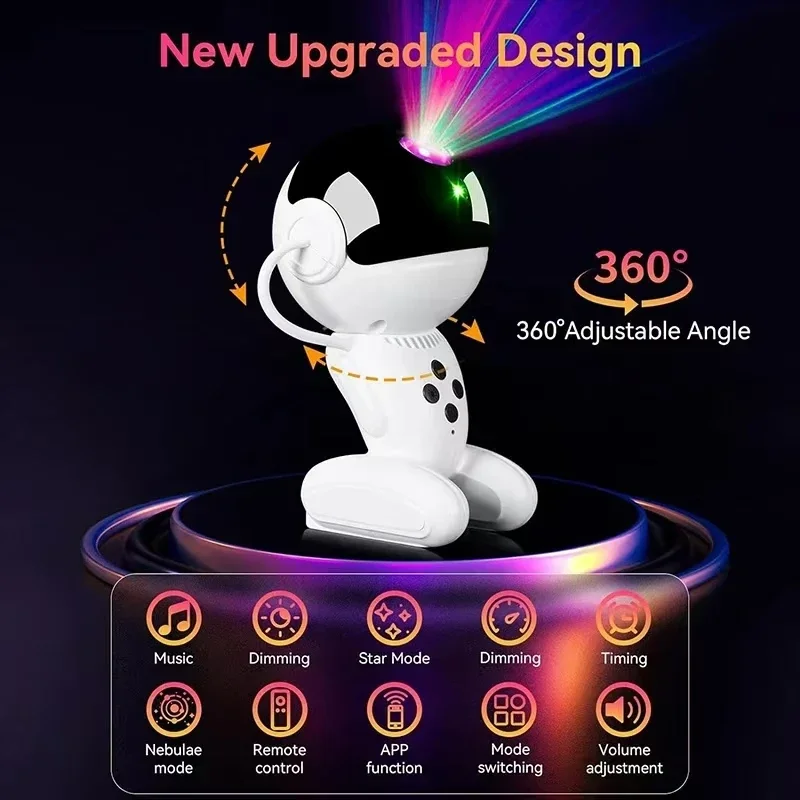 Robot Galaxy Projector Night Light Starry Sky Led Lamps with Remote Control Home Party Room Decoration Gift Ambient Light