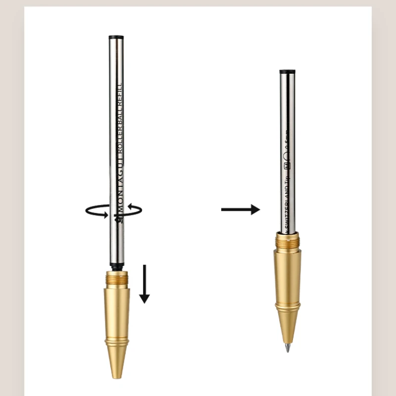 Montagut-Bolígrafo de Gel de metal para oficina y escuela, 5 piezas, recarga de tinta 0,5, 0,7 MM, dorado, plateado, bolígrafo de lujo, recargas negras, suministros de escritura