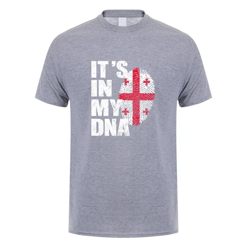 It's in My DNA Georgia Georgian Flag T Shirts Summer Men Cool Cotton Short Sleeve Georgia Tshirt Gift Man Clothing DY-011