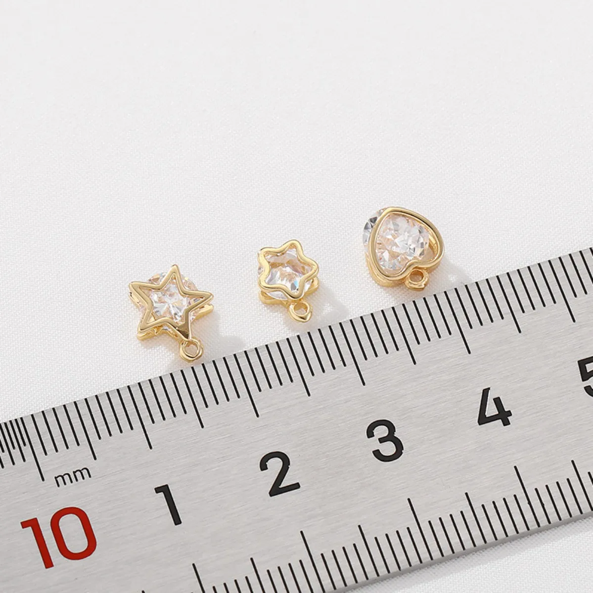 14K Gold Plated Dual Zircon Love Pentagram Charm Pendant DIY Findings for Bracelet Necklace Jewelry Making