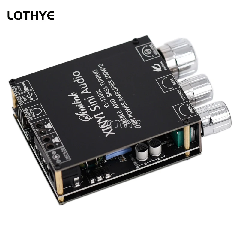 2*100W Bluetooth 5.0 Subwoofer Amplifier Board High Power Audio Stereo Amplifier Board T100L AUX USB Bass Treble AMP Channel - view 2
