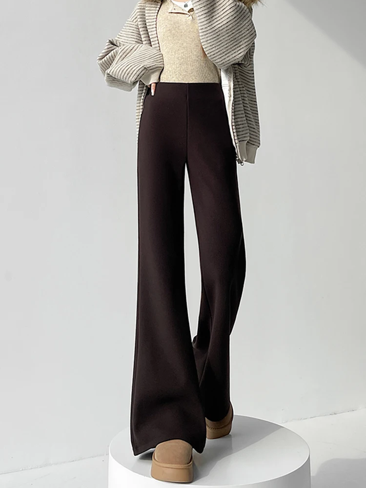 Pantaloni Invernali Lavorati a Maglia a Vita Alta Thiened Fce, Pantaloni Caldi da Donna, Vestibilità Comoda, Pantaloni a Zampa, Sensazione Casual