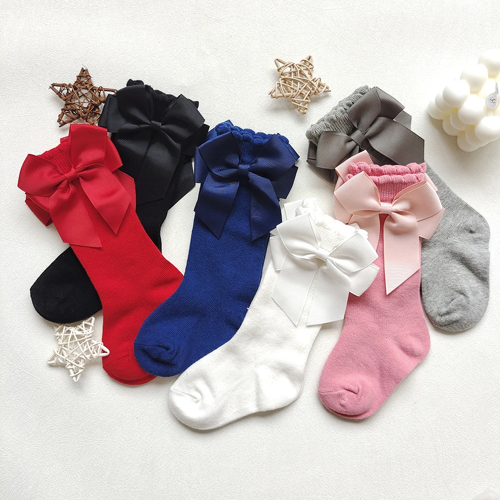 New Children\'s Socks Big Bows Girls Knee High Socks Cute Baby Toddler Infant Long Tube Socks Kids Princess Sock High Quality