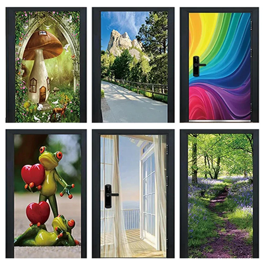 Queen Of Egypt Door Wallpaper Vintage Home Décor Pharaoh Door Sticker Animal Forest Theme Poster Pvc Family Living Room Décor