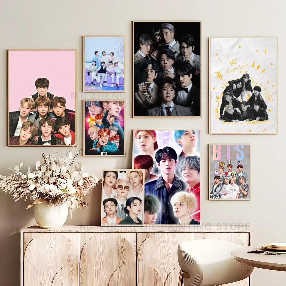 1PC Kpop Cool Man B-BTS Poster Self-adhesive Art Waterproof Paper Sticker Coffee House Bar Room Wall Decor