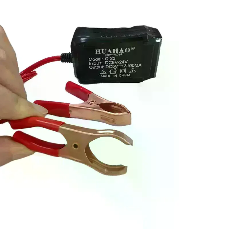 Battery Clip Charger 12V 24V To 5V 3USB Charging Port For Cellphone Tablet Laptop Emergency Power USB Adapter