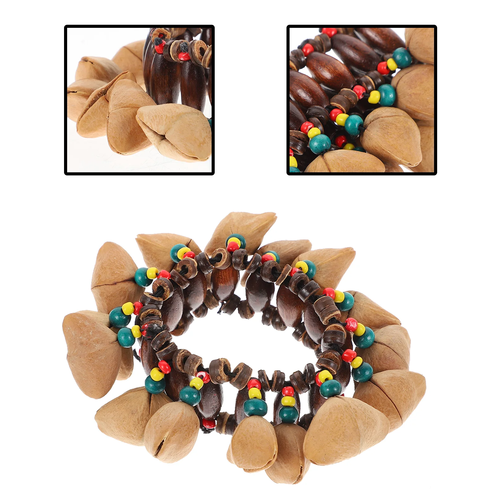 Nutshell Tambourine Dejembe Accessory Popular Bracelet Dance Wrist Bell Toy African Tribal Style Bangle Drum Hand Husk Wooden