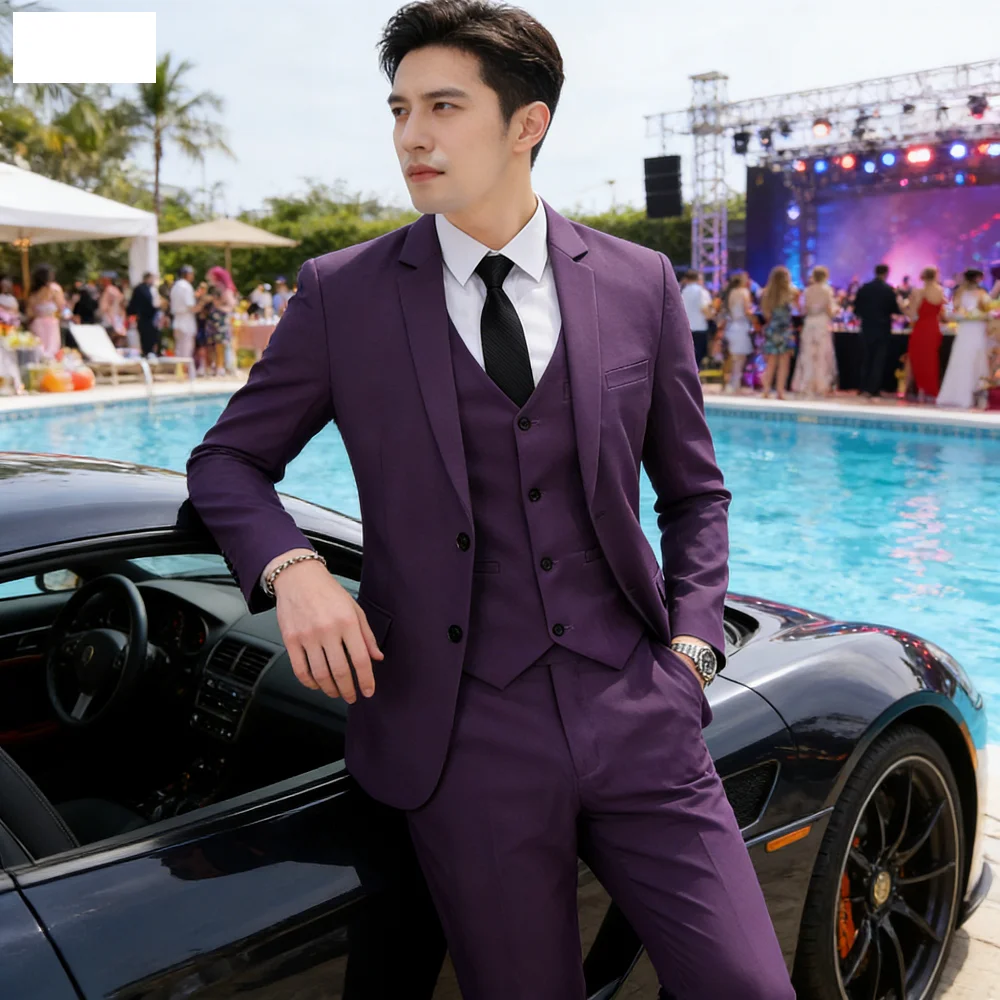 

Men's Three-Piece Suit Set Business Career Wedding Groomsmen Best Man Decoration Formal Dress Code Tailored Look
