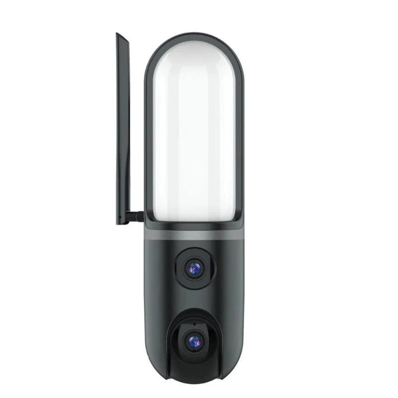 A42T-Dual Lens 4MP Floodlight Full Color IP Camera For Courtyard Street Lamp O-Kam APP AI Humanoid Detection Monitor-US Plug