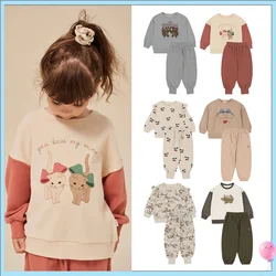KS Children Clothes Set Cartoon Animal Print Pullover and Pants Spring Outfit Boys Girls 18M-9Y