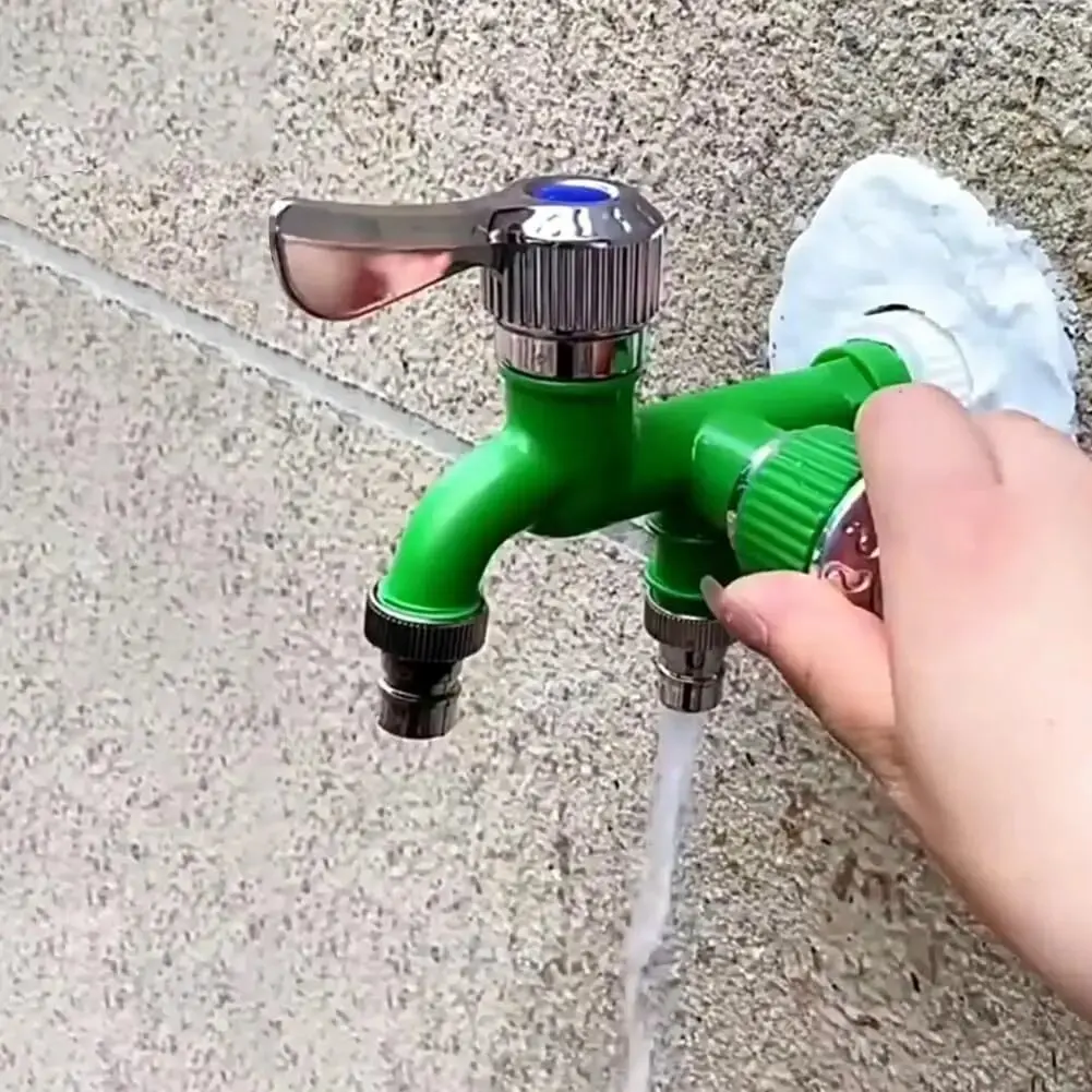 Two-Way Water Faucet Splitter Dual-Outlet Design Dual Valves Garden Water Tap for Washing Machine Connection 2 in 1 Tap Kitchen