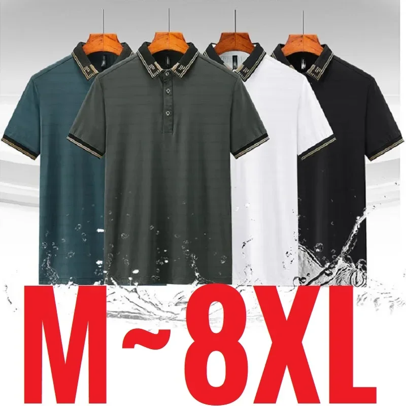 Men\'s Clothes Big Size Men Polo Shirts Short Sleeve Breathable Golf Wear Tee Shirt Male 8xl 7xl Large Plus Size Designer Fashion