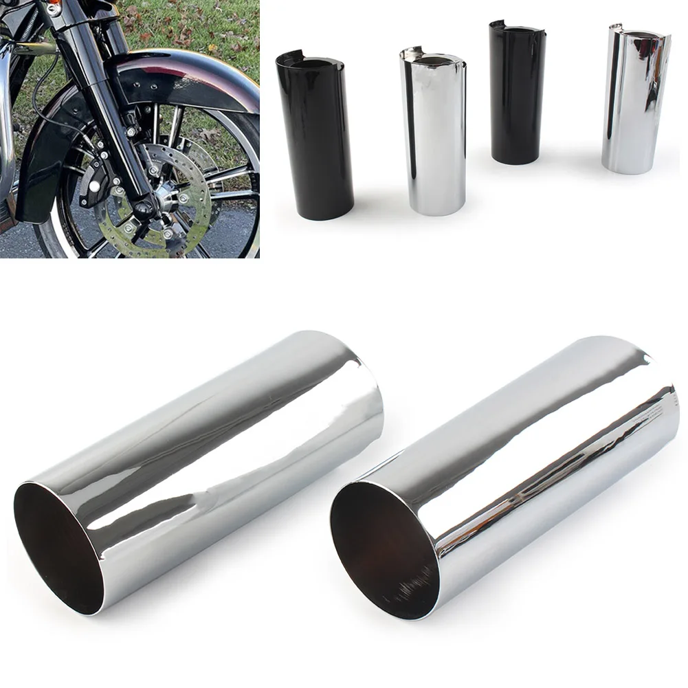 

2Pcs Motorcycle Smooth Fork Tube Slider Covers For Harley Davidson 2014-2023 Touring Electra Tri Glide FLHX Black/Chrome