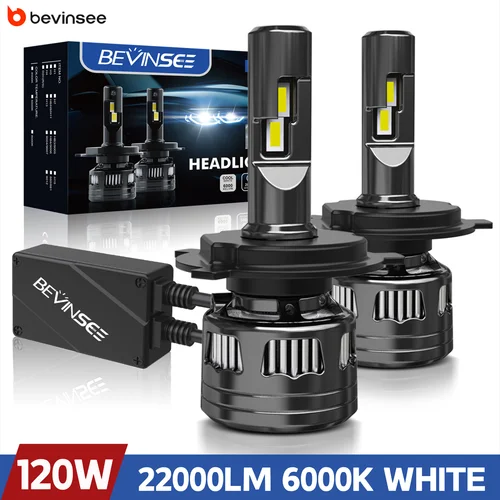Imagen 1 del producto BEVINSEE H7 H4 LED CANbus 120W 22000LM Bombillas de faro de coche H1 HB3 9005 HB4 9006 H11 H8 H9 9012 HIR2 Luces LED 6000K Blanco 12V