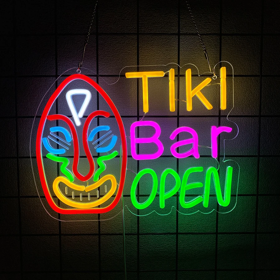 علامة نيون ليد من تيكي بيرة، قناع أيقونة البيرة بار ديكور الأعمال، يستخدم للرجل الكهوف والمطاعم والحفلات ومصابيح الحائط الفنية للنوادي.