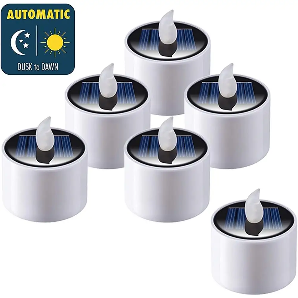 1pcs Solar Lamps Tea Lights LED Candle Light Outdoor Waterproof Electronic Flickering Lighting Garden Wedding Party Decoration