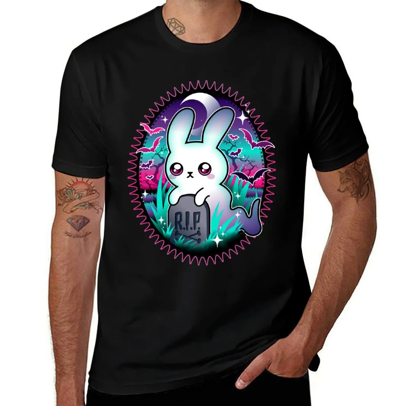 Spooky Bunny Ghost T-Shirt Urban Casual Loose Fit Tee T-Shirt