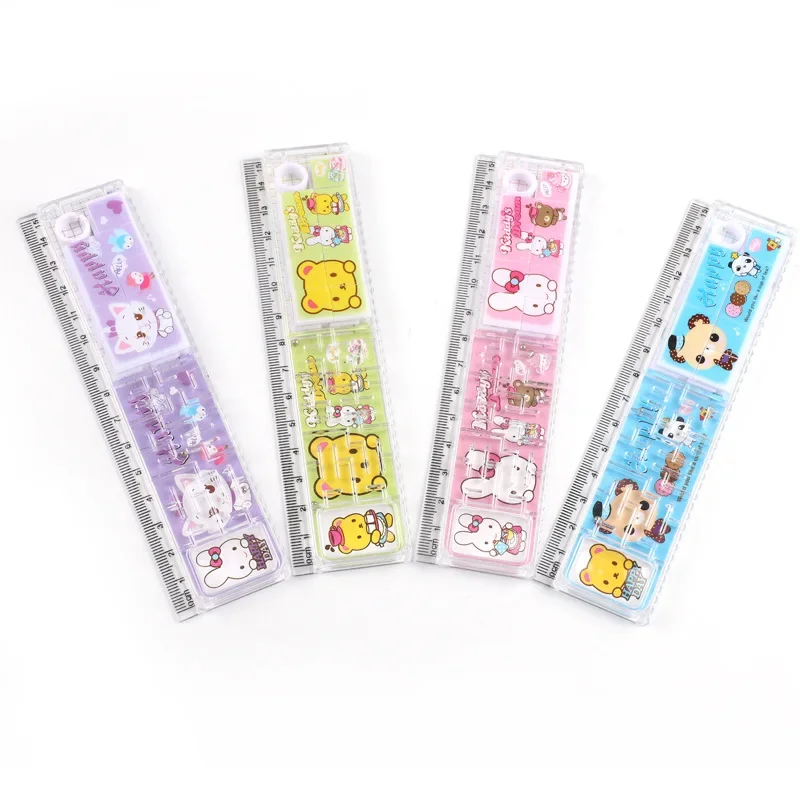 1pcs Cartoon Plastic Ruler Pupils Interesting Maze+puzzle Game Plastic Ruler 15cm Game Puzzle Ruler Kawaii School Supplies