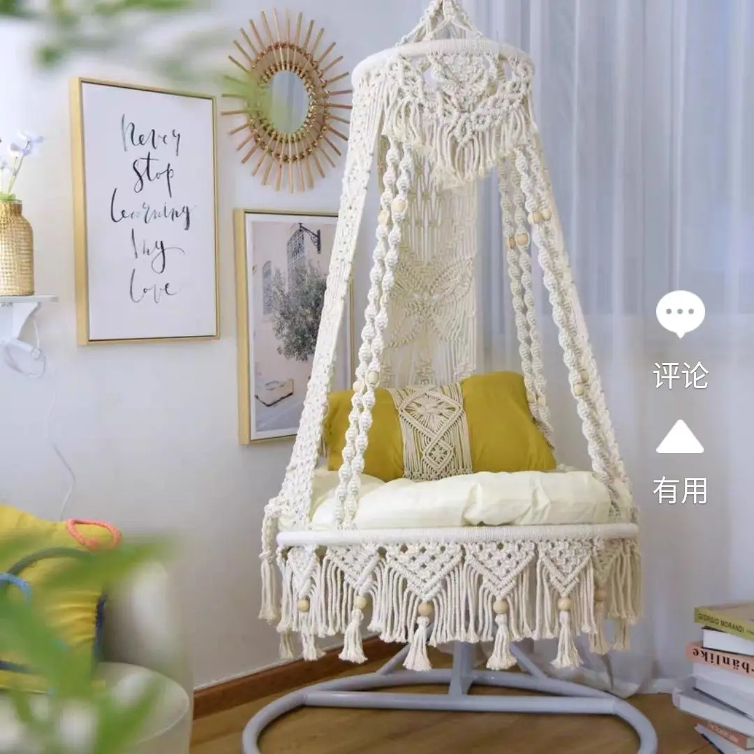 Hand-woven hanging chair hanging basket Bohemian balcony swing home hanging living room adult hammock