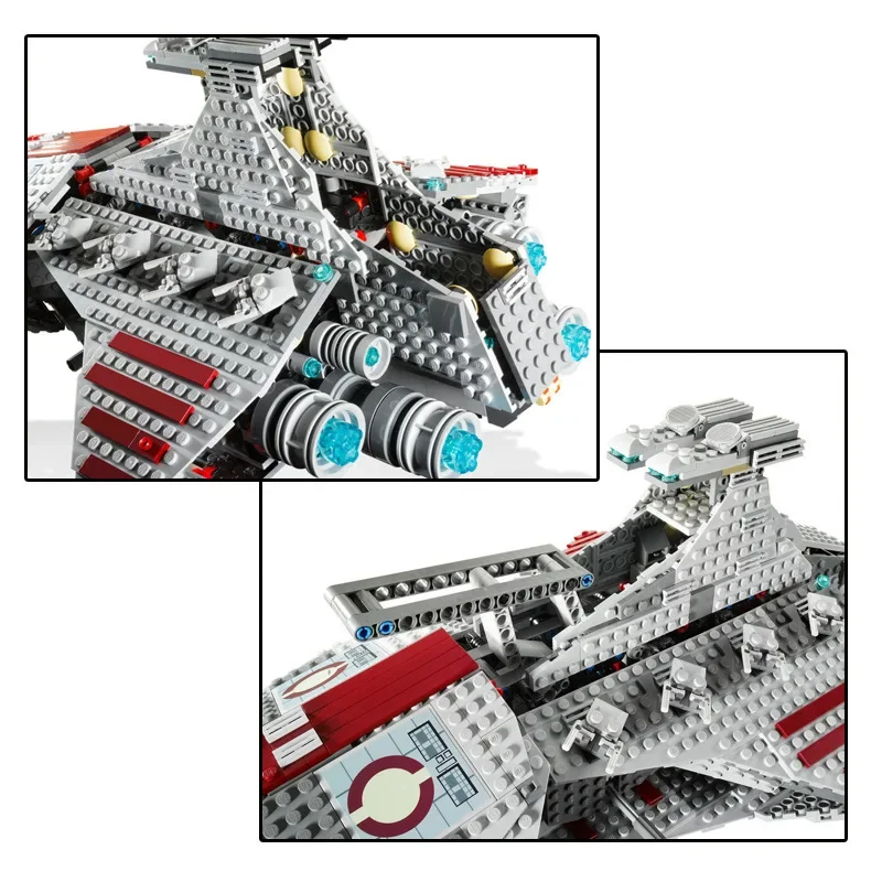 Kompatybilny z popularna zabawka zestaw 8039 Star Venator Republic TOY Attack Cruiser Model klocki budowlane prezenty na urodziny, boże narodzenie