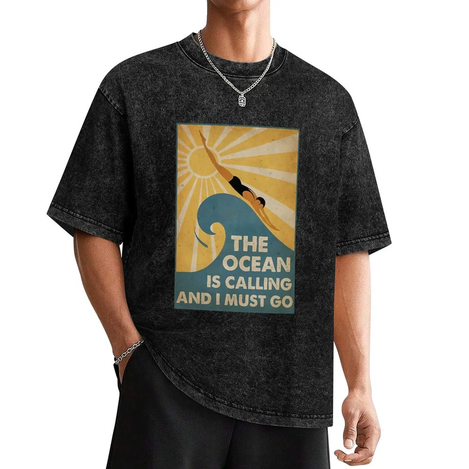 Swimming The Ocean Is Calling And I Must Go Poster T-Shirt plus sizes custom shirt mens graphic t-shirts funny