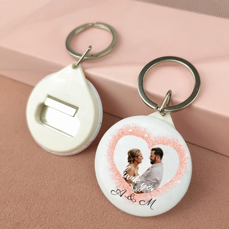 Personalisierter Schlüsselanhänger Flaschenöffner Spiegel Hochzeitsgeschenke für Gäste, für Babyparty, Geburtstag, personalisierte Partygeschenke Souvenir – Detail 4