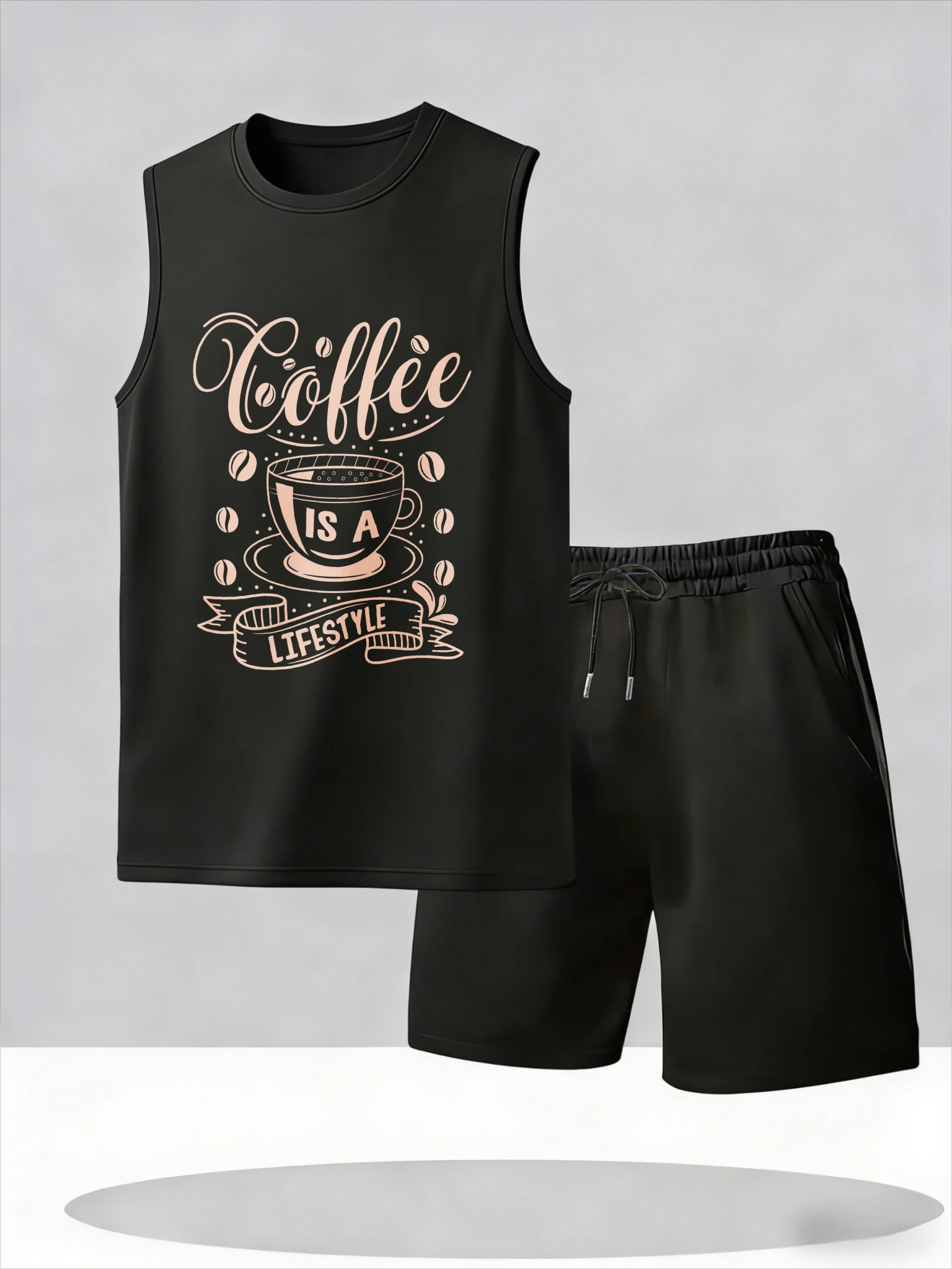 

Men's Tank Top Sets 2026 Summer Thin Quick Dry beach sports two-piece sets for men Breathable crewneck seaside oversize sports