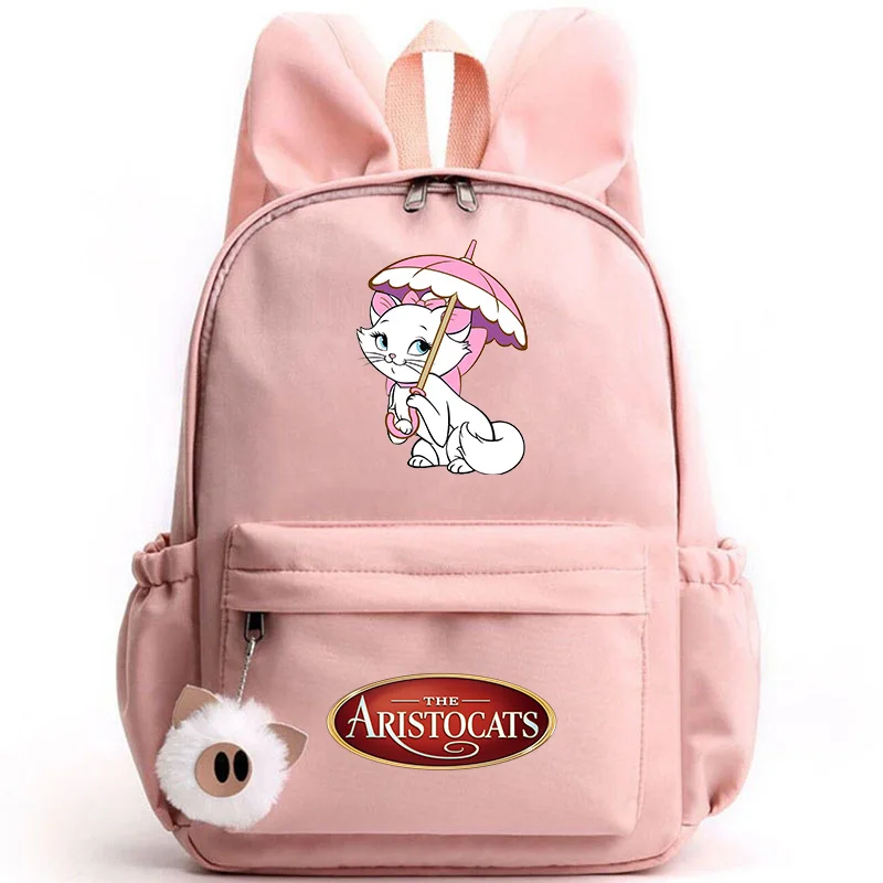 Disney-Sac à dos Les Aristochats Marie Cat pour filles et garçons, sac à dos pour enfants adolescents, sacs d'école décontractés, sacs à dos de voyage