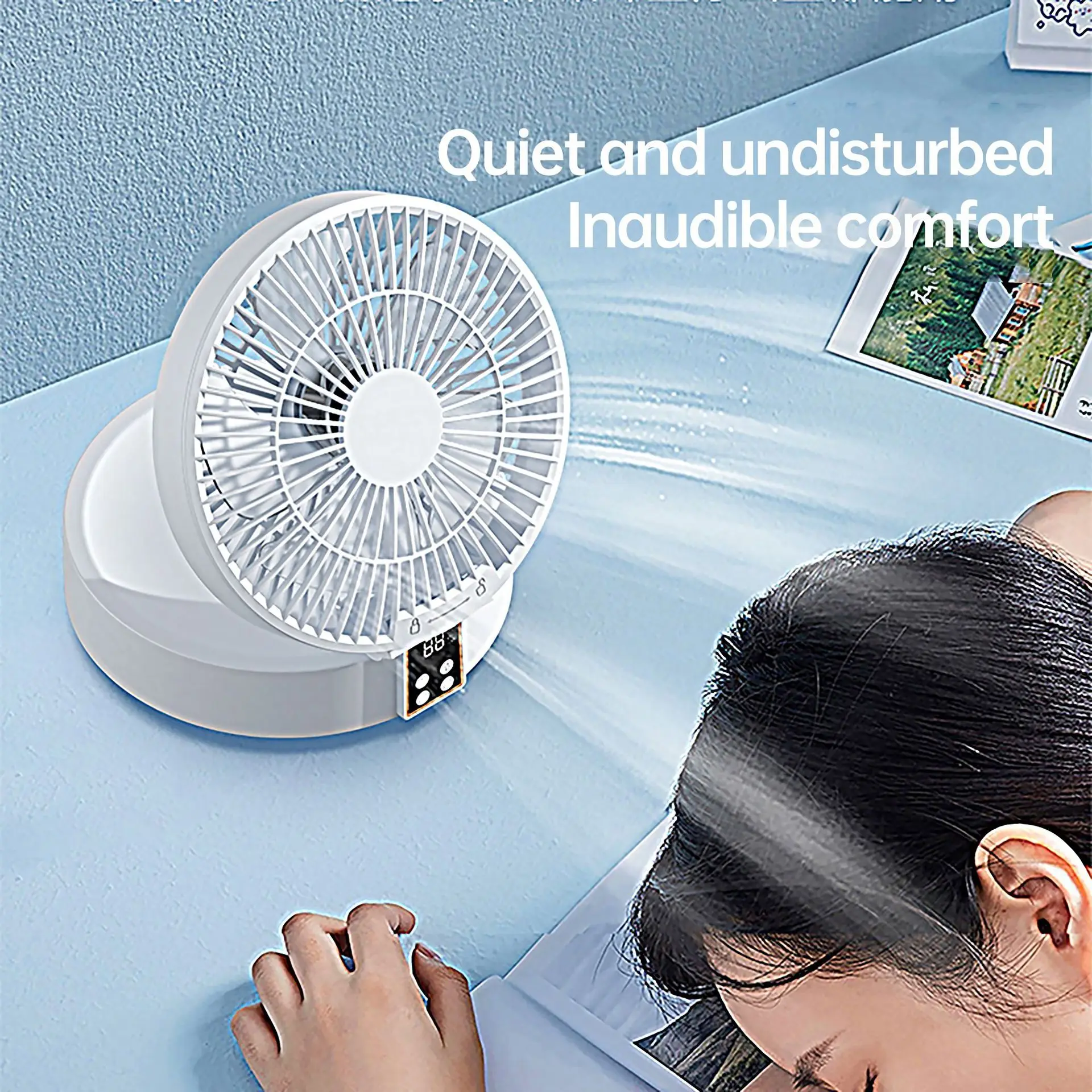 4000mAh Remote Camping Fan Rechargeable Desktop Portable Circulator Wireless Ceiling Electric Fan with Power Bank LED Lighting